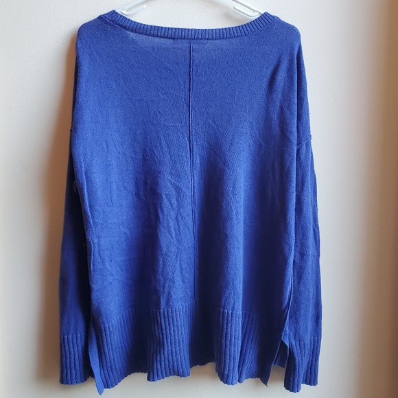 Seven7 Royal Blue/Purple Scoop Neck Cotton/Cashmere Sweater Size Large - Picture 15 of 16